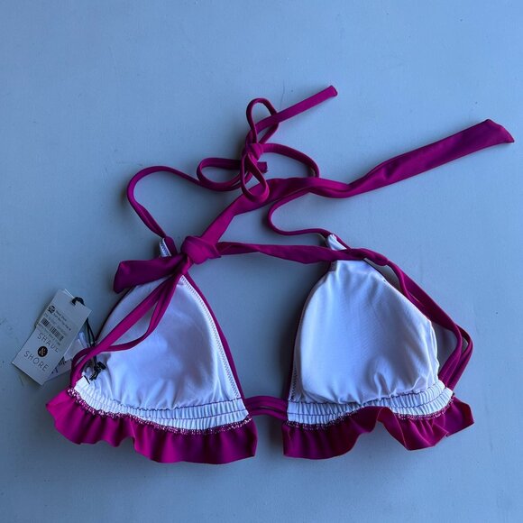 Shade & Shore Women's Ruffle Triangle Bikini Top Blossom Medium - Picture 3 of 4